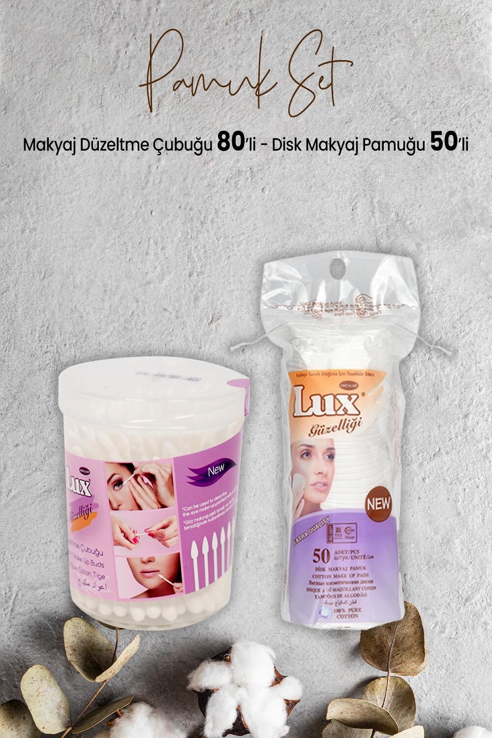 Lux Makyaj Düzeltme Çubuğu 80' li ve Disk Makyaj Pamuğu 50'li
