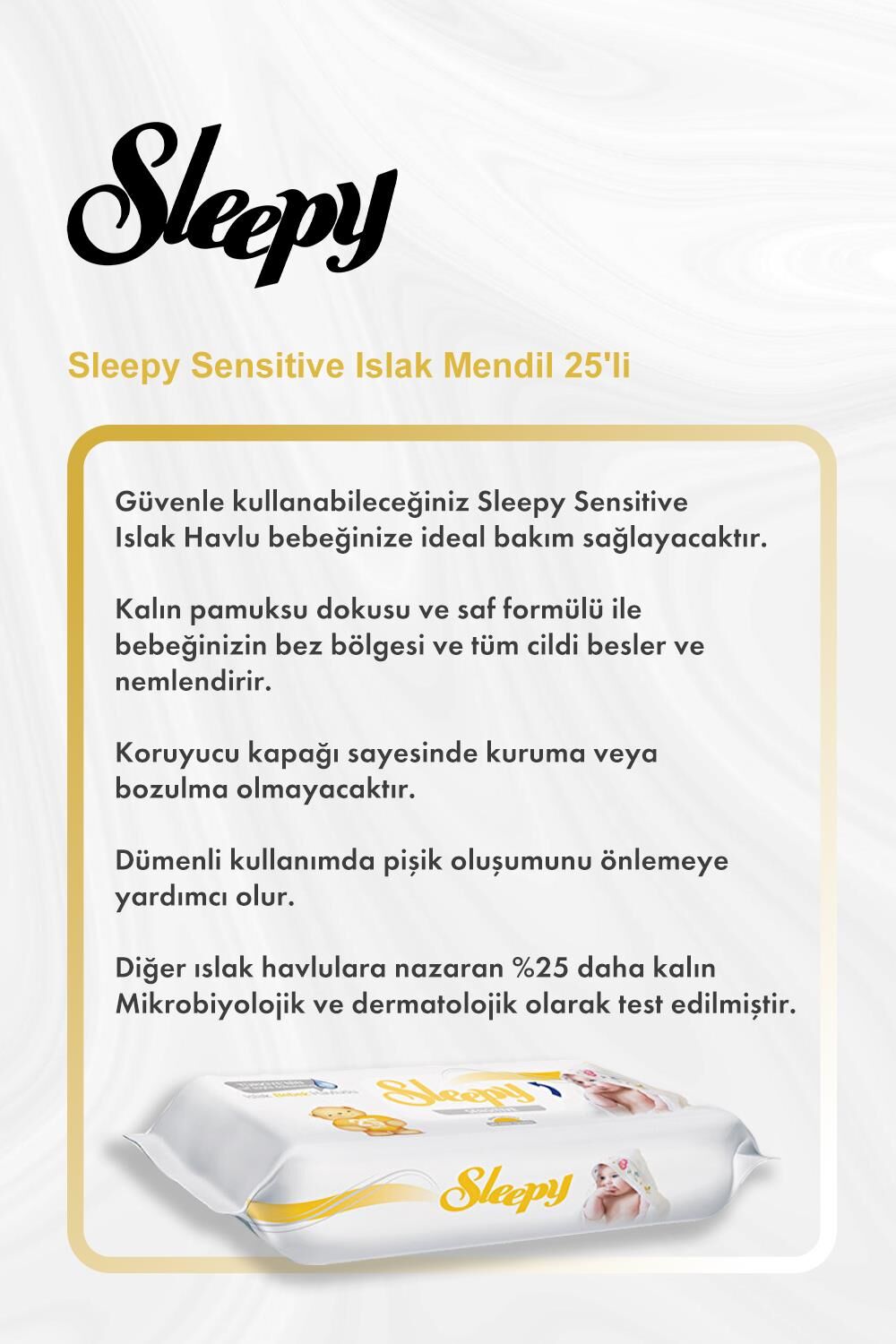 Sleepy Sensitive Islak Mendil 25'li 5 Al 4 Öde ve Rosie Pamuk