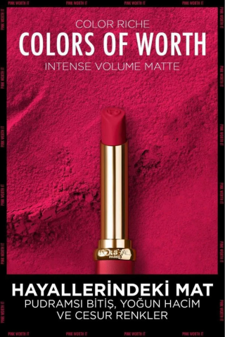 3 Adet Loreal Paris Color Riche Colors Of Worth Matte Ruj - 100 Pink Worth It ve ROSIE