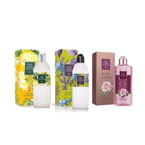 Eyüp Sabri Tuncer Klasik Limon Cam, Lavanta Pet 400 ml, Gül Suyu 350 ml