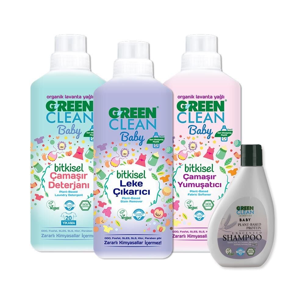 Green Clean Baby Şampuan, Leke Çıkarıcı, Çamaşır Yumuşatıcı ve Deterjanı