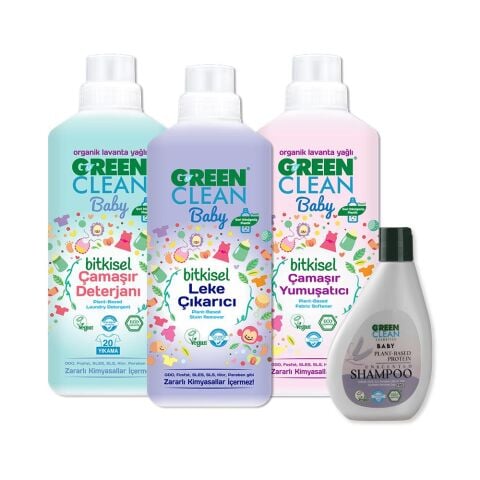 Green Clean Baby Şampuan, Leke Çıkarıcı, Çamaşır Yumuşatıcı ve Deterjanı