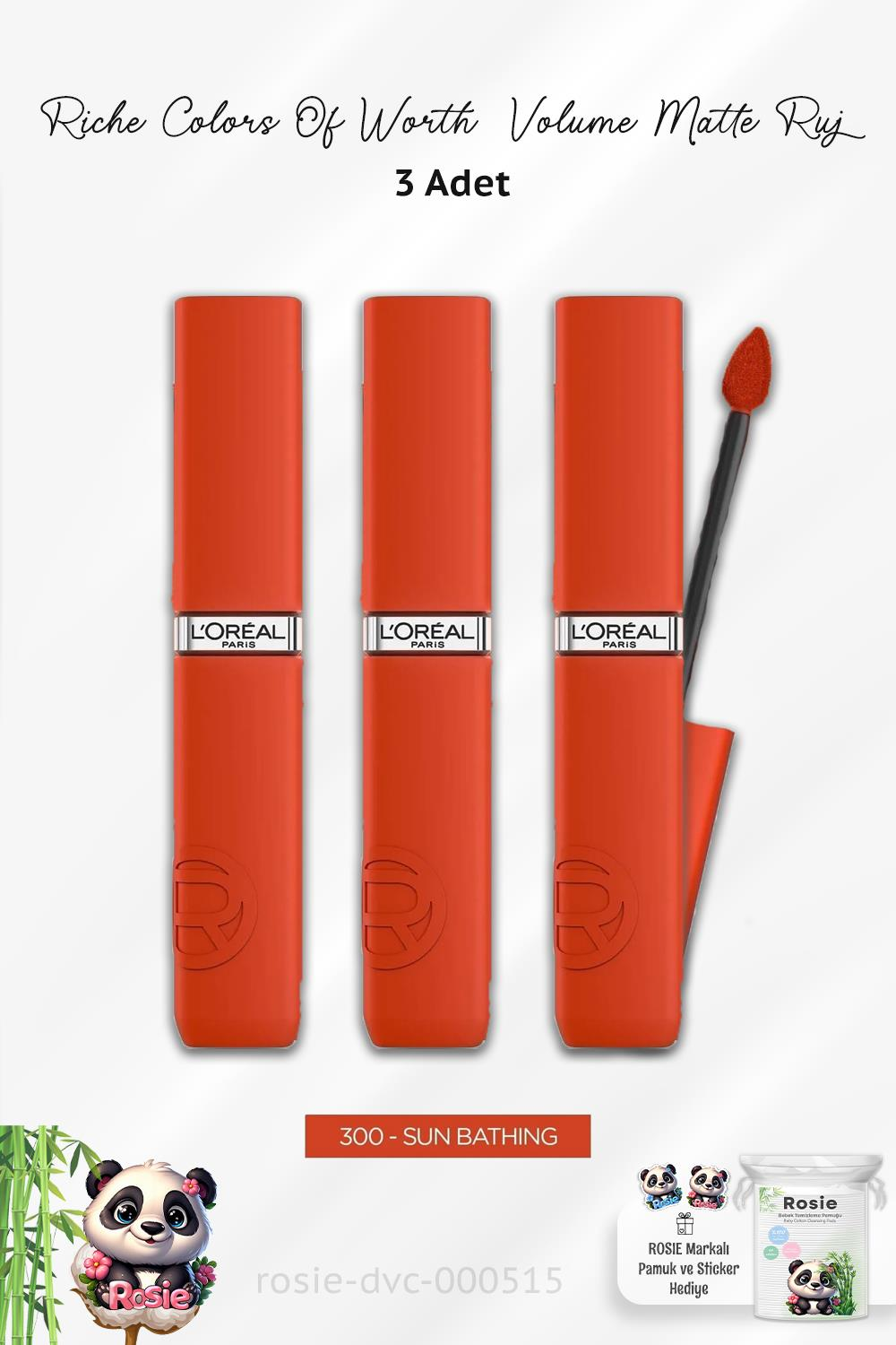 Loreal Paris 3 Adet Infaillible Matte Likit Mat Ruj - 300 Sun Bathing ve ROSIE