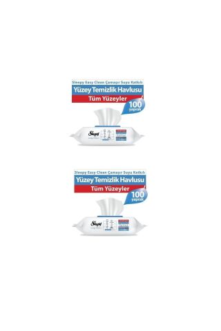 Sleepy Easy Clean Çamaşır Suyu Katkılı Yüzey Temizlik Havlusu 2X100 (200 Yaprak)