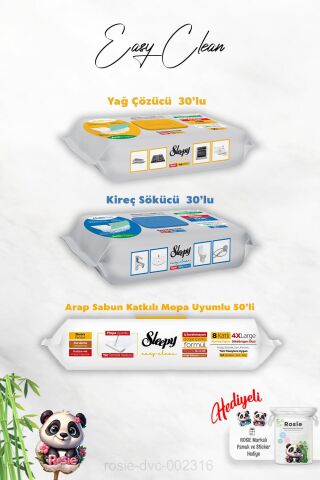 50'li Mopa Uyumlu Arap Sabun katkılı Havlu, Kireç ve Yağ Çözücü 30'lu ve Rosie Hediye