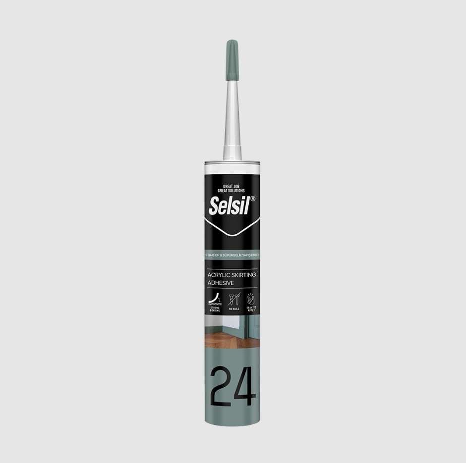 Selsil Strafor & Süpürgelik Yapıştırıcı Silikon, 300 ml - Beyaz