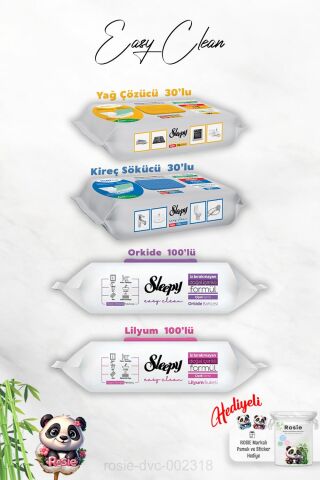 100'lü Lilyum ve Orkide, Kireç ve Yağ Çözücü 30'lu Temizlik Havlusu ve Rosie Hediye