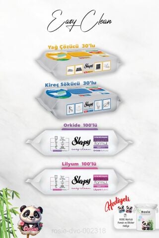 100'lü Lilyum ve Orkide, Kireç ve Yağ Çözücü 30'lu Temizlik Havlusu ve Rosie Hediye