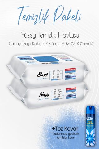 Düvenci Temizlik Paketi 2 (Çamaşır Suyu Temizlik Havlusu 200 yaprak ve Toz Kovar)