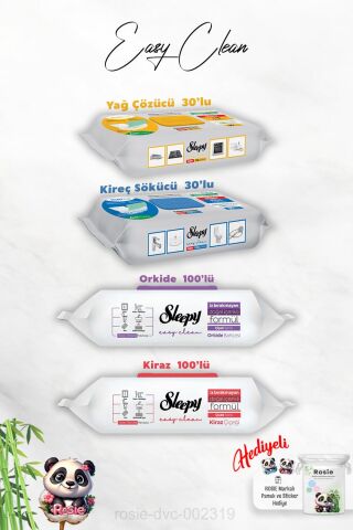 Sleepy 100'lü Orkide ve Kiraz, Kireç ve Yağ Çözücü 30'lu Temizlik Havlusu ve Rosie Hediye