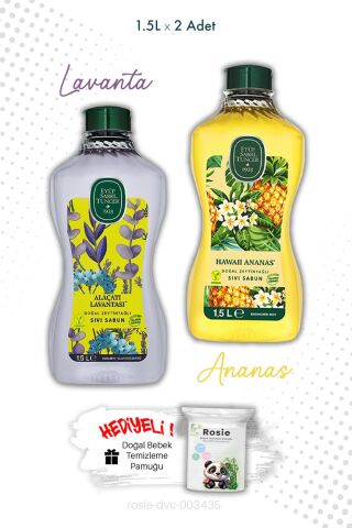 Sıvı Sabun Hawaii Ananas ve Alaçatı Lavantası 1.5L ve ROSIE