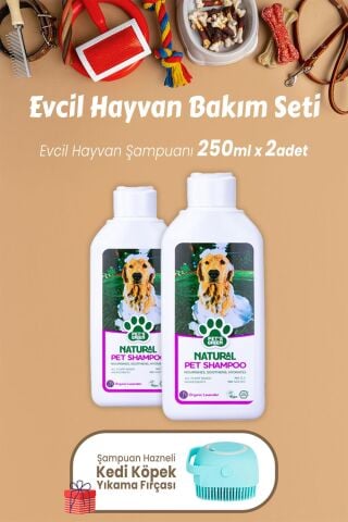 Pet's Green Şampuan Lavanta Pet's 250 ml x 2 Adet ve Kedi Köpek Yıkama Fırçası