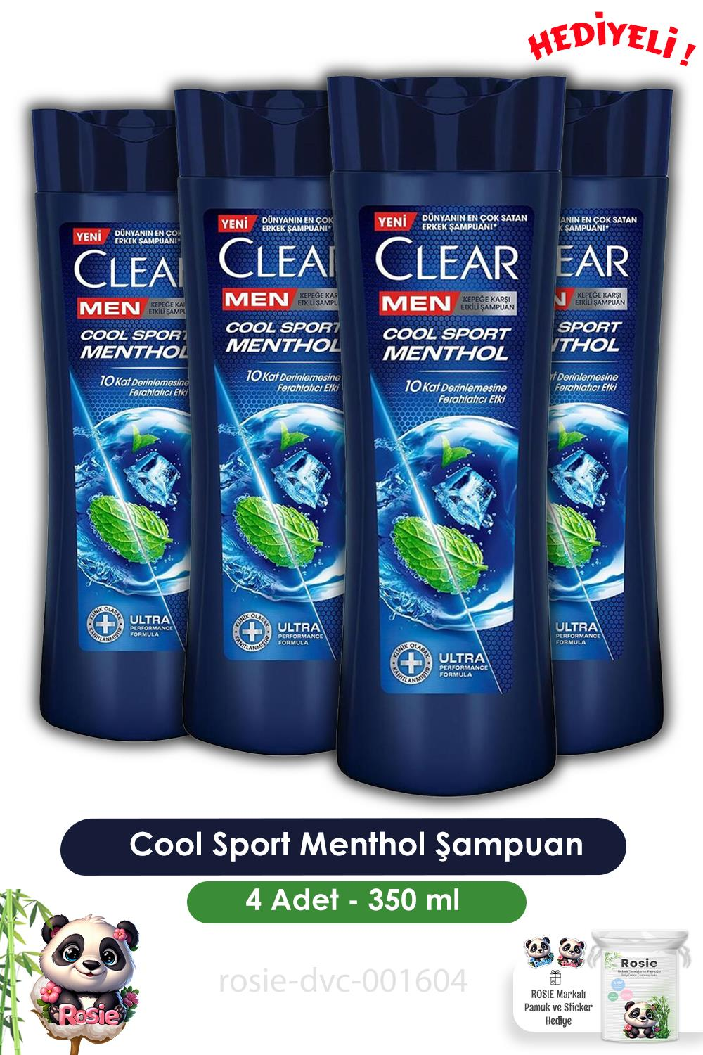 Clear Men 4'lü Cool Sport Menthol Şampuan 350 ml ve ROSIE