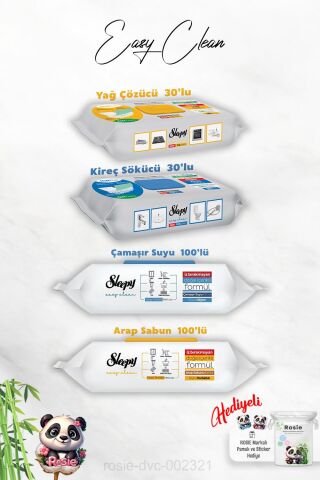 30'lu Kireç ve Yağ Çözücü, Çamaşır Suyu ve Arap Sabunu 100'lü,Temizlik Havlusu ve Rosie Hediye