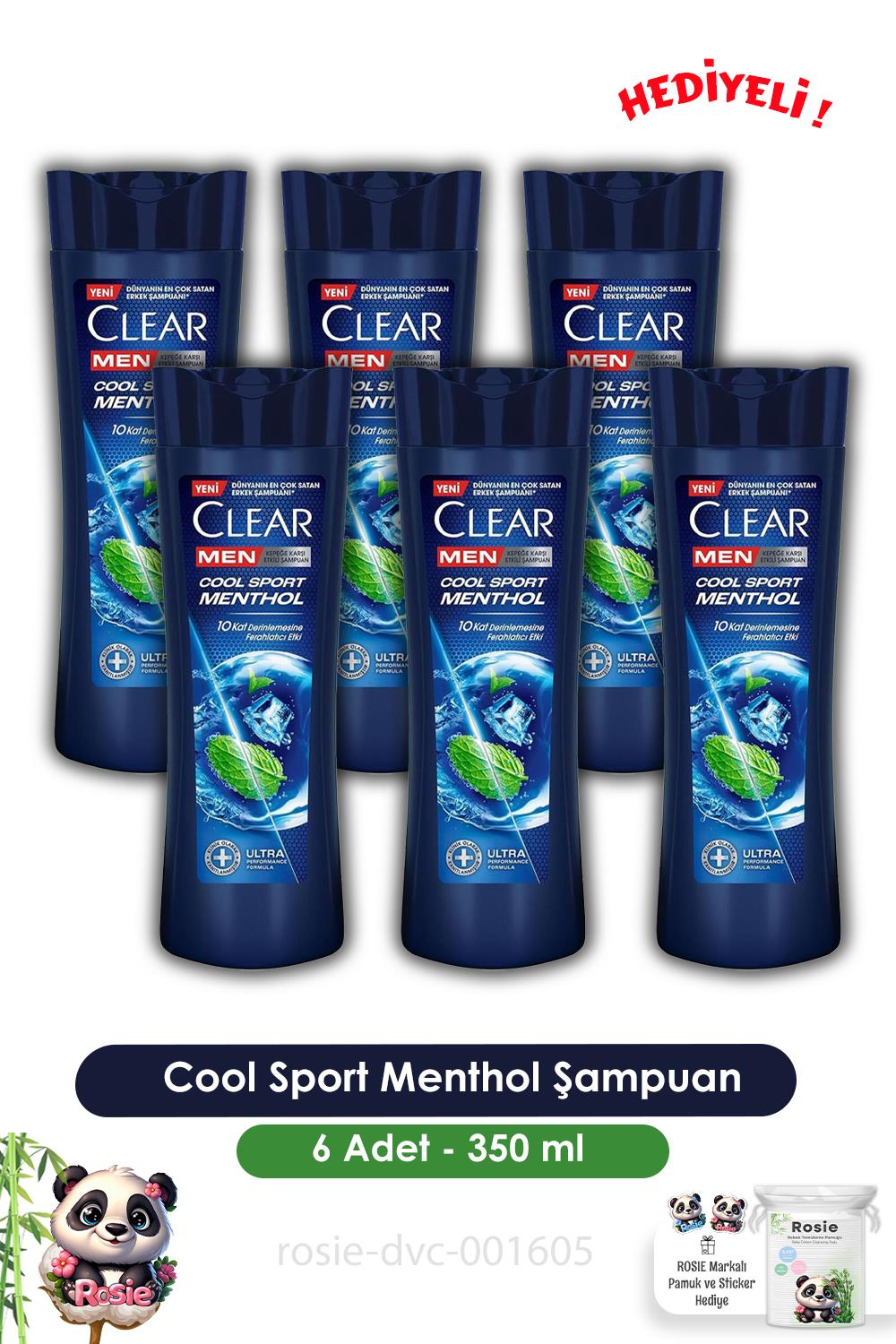 Clear Men  6'lı Cool Sport Menthol Şampuan 350 ml ve ROSIE