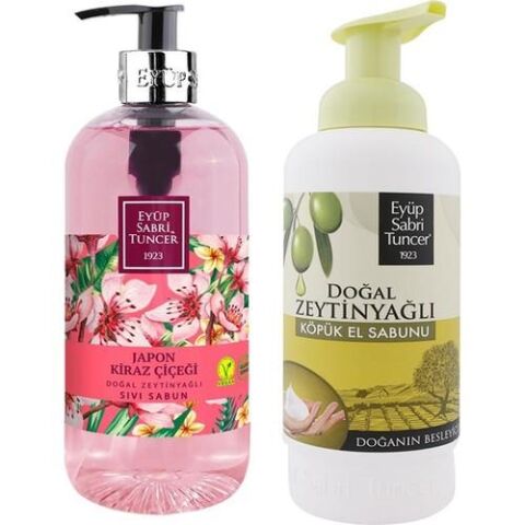 Eyüp Sabri Tuncer Zeytinyağlı Köpük El Sabunu ve Japon Kiraz Çiçeği Sıvı Sabun