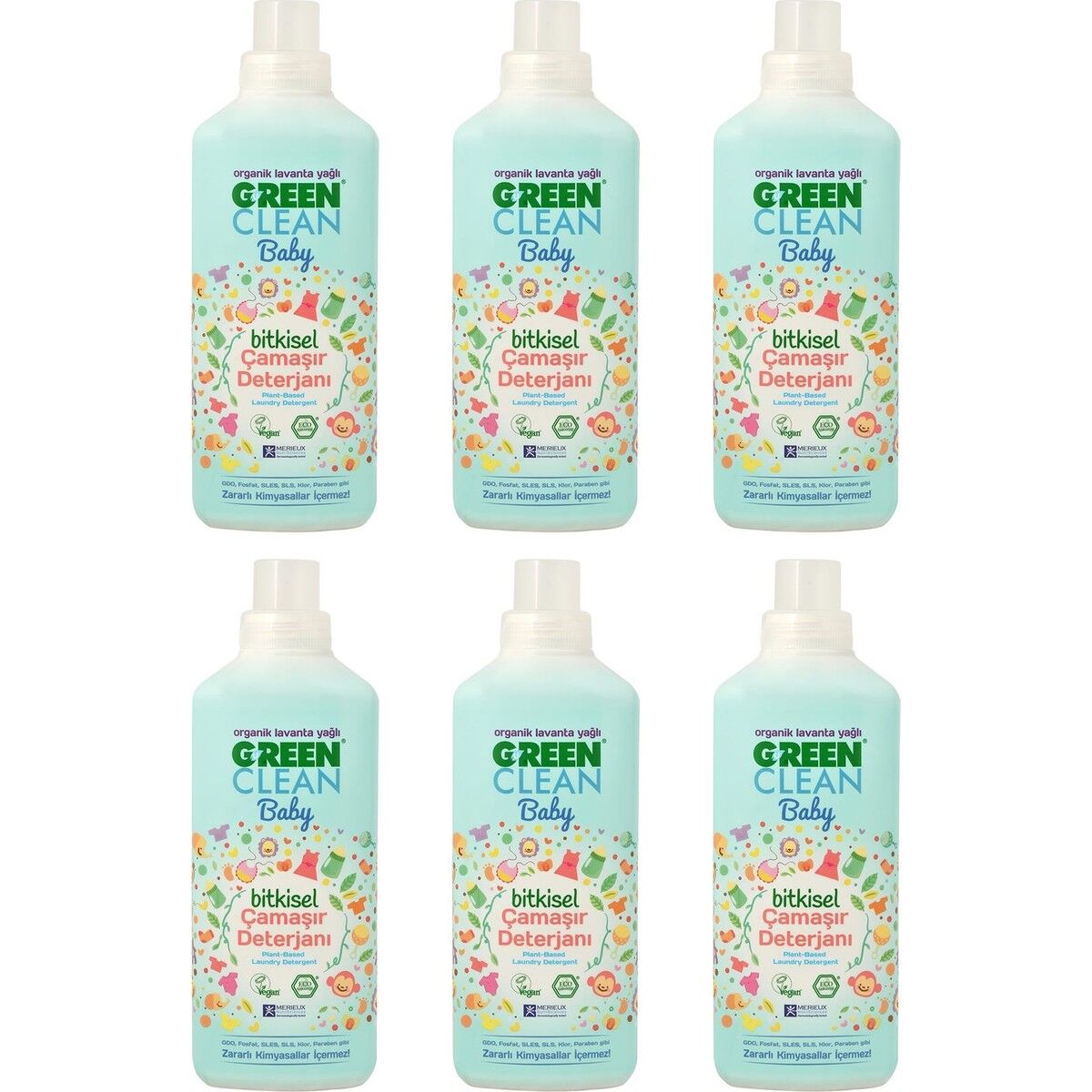 Green Clean Organik Lavanta Yağlı Baby Bitkisel Çamaşır Deterjanı 1000 ml 6'lı