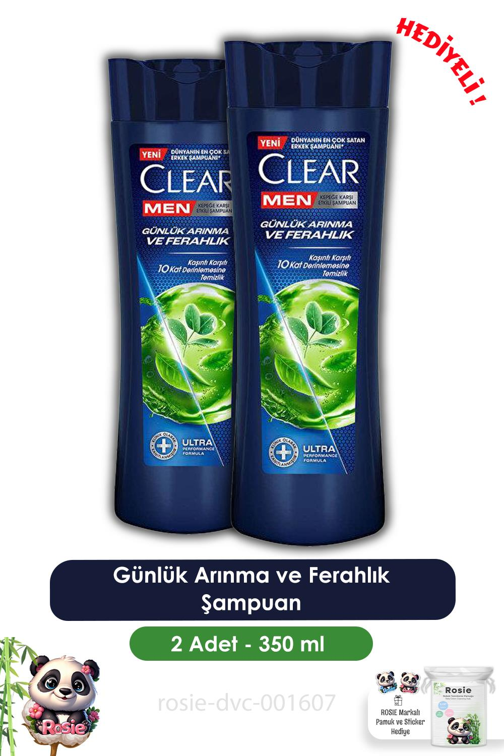 Clear Men 2'li Günlük Arınma ve Ferahlık Şampuan 350 ml ve ROSIE