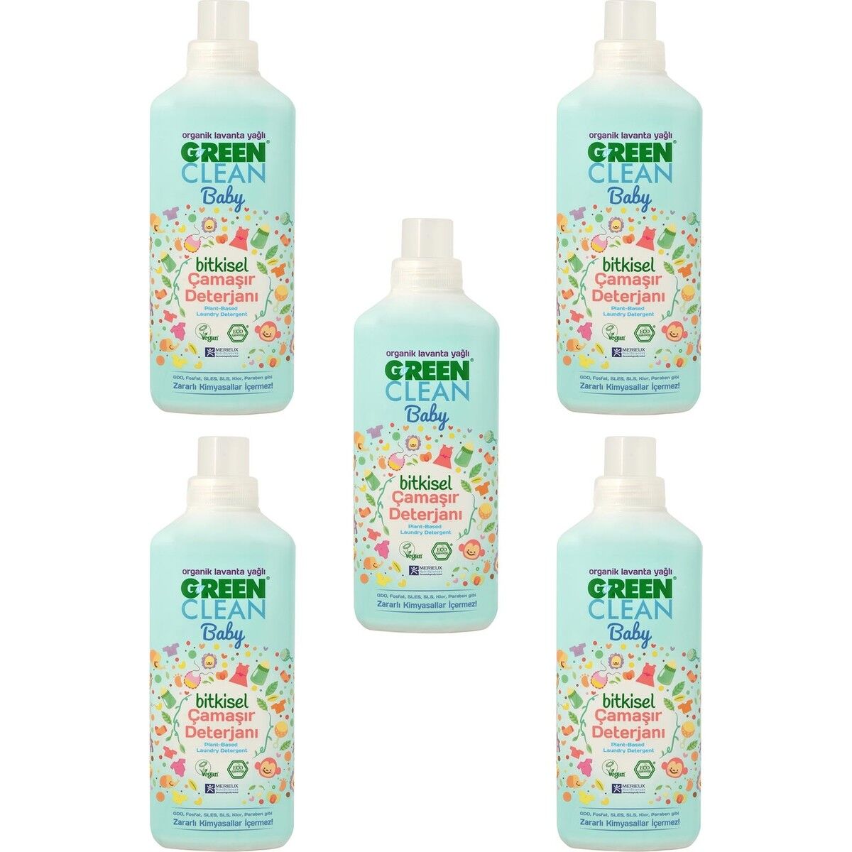 Green Clean 5'li Organik Lavanta Yağlı Baby Bitkisel Çamaşır Deterjanı 1000 ml
