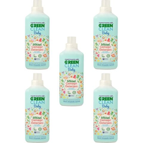 Green Clean 5'li Organik Lavanta Yağlı Baby Bitkisel Çamaşır Deterjanı 1000 ml