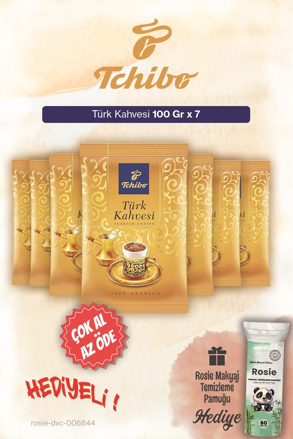 Tchibo 7 AL 6 ÖDE Türk Kahvesi 100 Gr ve Pamuk