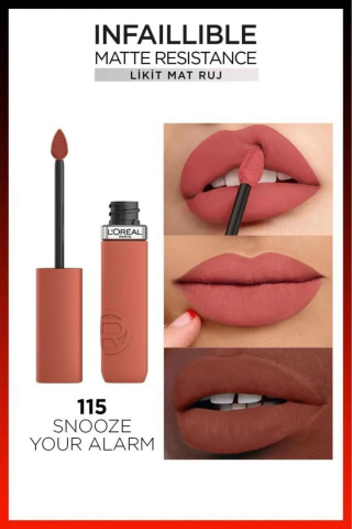 3 Adet Loreal Paris Infaillible Matte Likit Mat Ruj - 115 Snooze Your Alarm ve ROSIE