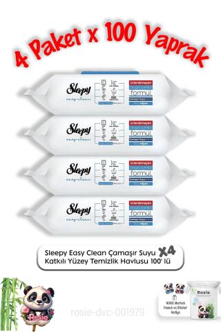 Sleepy Çamaşır Suyu Katkılı Yüzey Temizlik Havlusu 100' lü X 4 ve Rosie pamuk