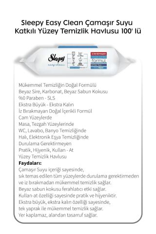 Sleepy Çamaşır Suyu Katkılı Yüzey Temizlik Havlusu 100' lü X 4 ve Rosie pamuk