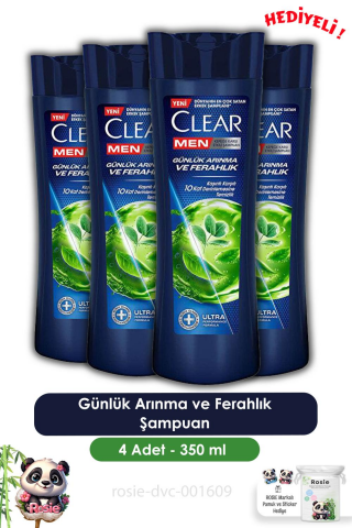 Clear Men 4'lüGünlük Arınma ve Ferahlık Şampuan 350 ml ve ROSIE