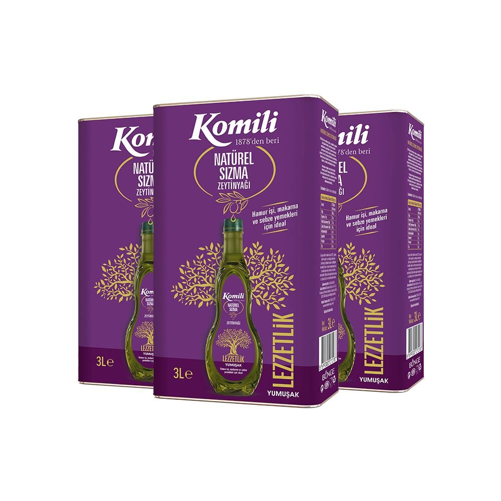 Komili Lezzetlik Yumuşak Natürel Sızma Zeytinyağı 3 Lt x 3