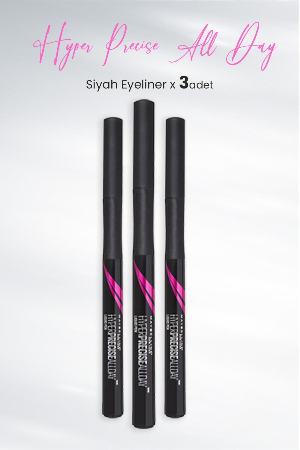 Maybelline New York Eyeliner Hyper Precise All Day Siyah x 3 Adet