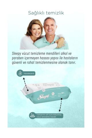 Vücut Temizleme Mendili Sleepy XL 50''li X 12
