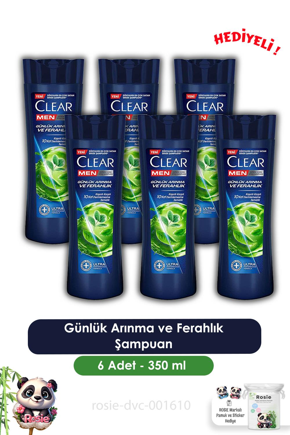 Clear Men 6'lı Günlük Arınma ve Ferahlık Şampuan 350 ml  ve ROSIE