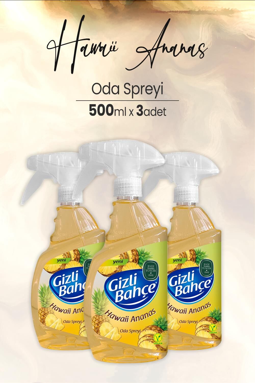 Eyüp Sabri Tuncer Yeni Nesil Oda Spreyi Hawaii Ananas 500 ml x 3 Adet