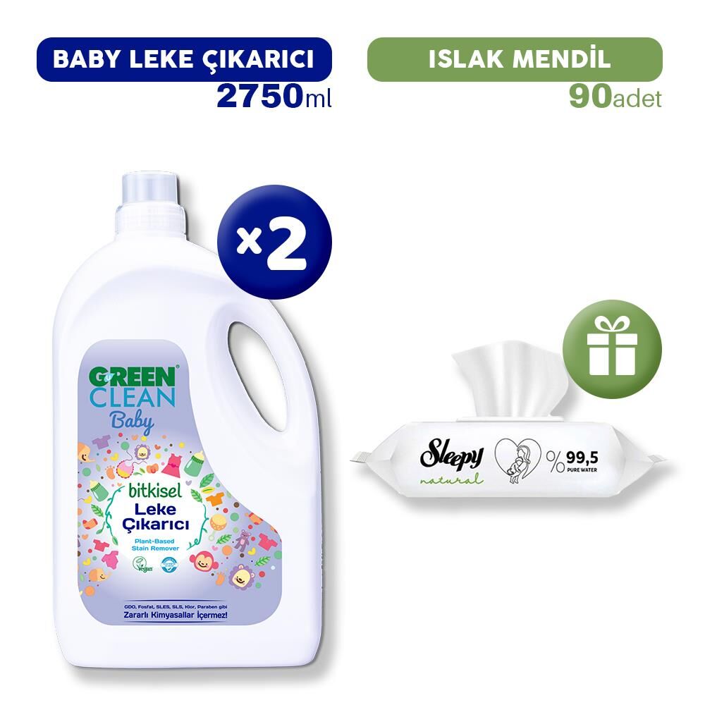 Green Clean Baby Leke Çıkarıcı x 2, Islak Mednil Hediye