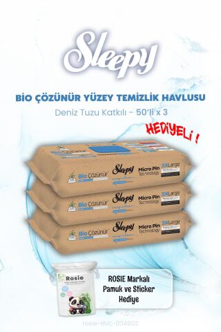 Sleepy Deniz Tuzu Bio Çözünür Islak Mendil 50'li x 3 ve ROSIE