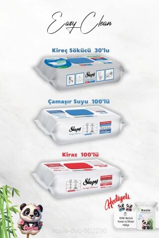 Kiraz ve Çamaşır Suyu Katkılı 100'lü, Kireç Sökücü 30'lu Temizlik Havlusu ve Rosie Hediye