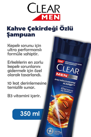 Clear Men 11 AL 10 ÖDE Kahve Çekirdeği Özlü Şampuan 350 ml