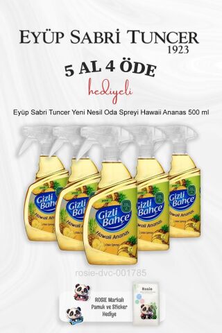Eyüp Sabri Tuncer Yeni Nesil Oda Spreyi Hawaii Ananas 500 ml 5 Al 4 Öde ve Rosie Pamuk