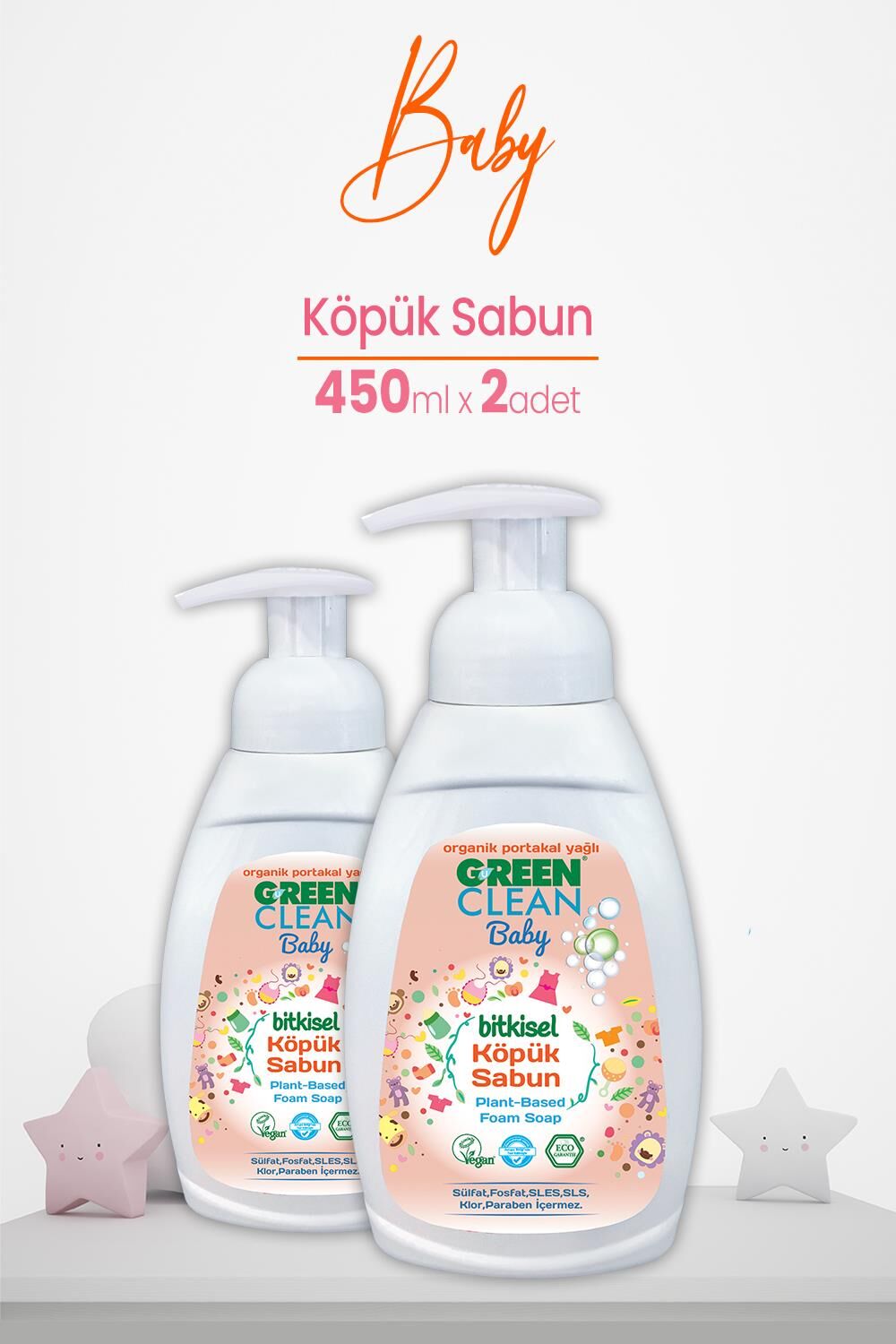 Green Clean Baby Köpük Sabun Portakal Yağlı 450 ml x 2 Adet