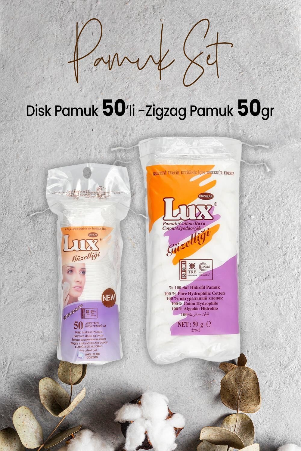 Lux Disk Makyaj Pamuğu 50'li ve Zigzag Pamuk 50 gr