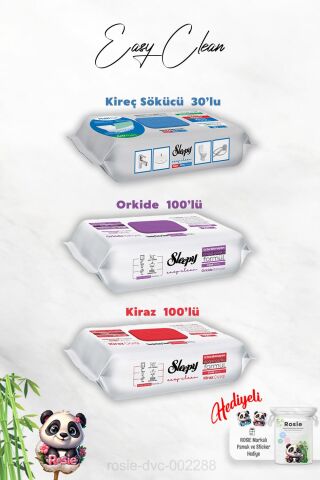 Orkide ve Kiraz Katkılı 100'lü, Kireç Sökücü 30'lu Temizlik Havlusu ve Rosie Hediye