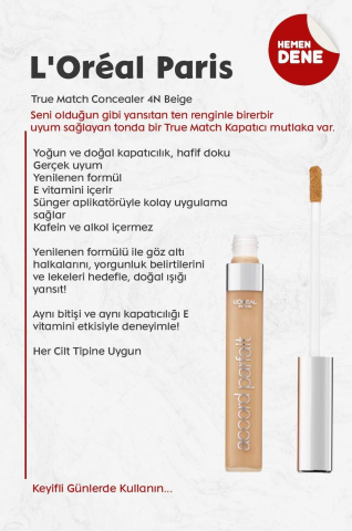 3 Adet Loreal Paris True Match Concealer 4N Beige ve ROSIE Pamuk