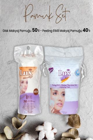 Lux Peeling Etkili Makyaj Pamuğu 40' lı ve Disk Makyaj Pamuğu 50'li