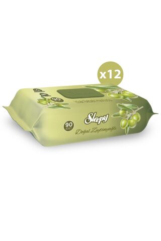 Sleepy Doğal Zeytinyağlı Ve Pamuklu Islak Bebek Havlusu 12x90 (1080 YAPRAK)