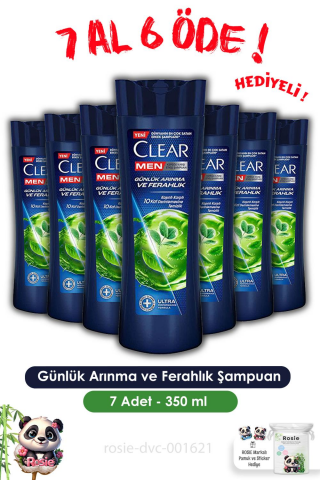 Clear Men 7 AL 6 ÖDE Günlük Arınma ve Ferahlık Şampuan 350 ml ve ROSIE