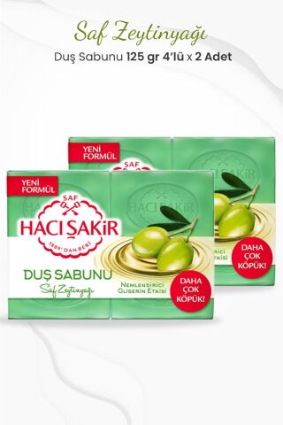 Hacı Şakir Saf Zeytinyağlı Gliserinli Duş Sabunu 4 x 125 gr x 2 Adet