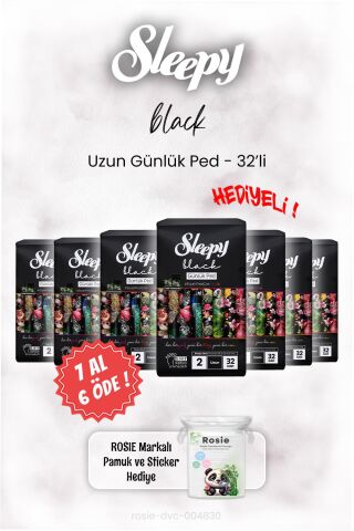 Sleepy Black 7 AL 6 ÖDE 32'li Uzun Günlük Ped ve ROSIE