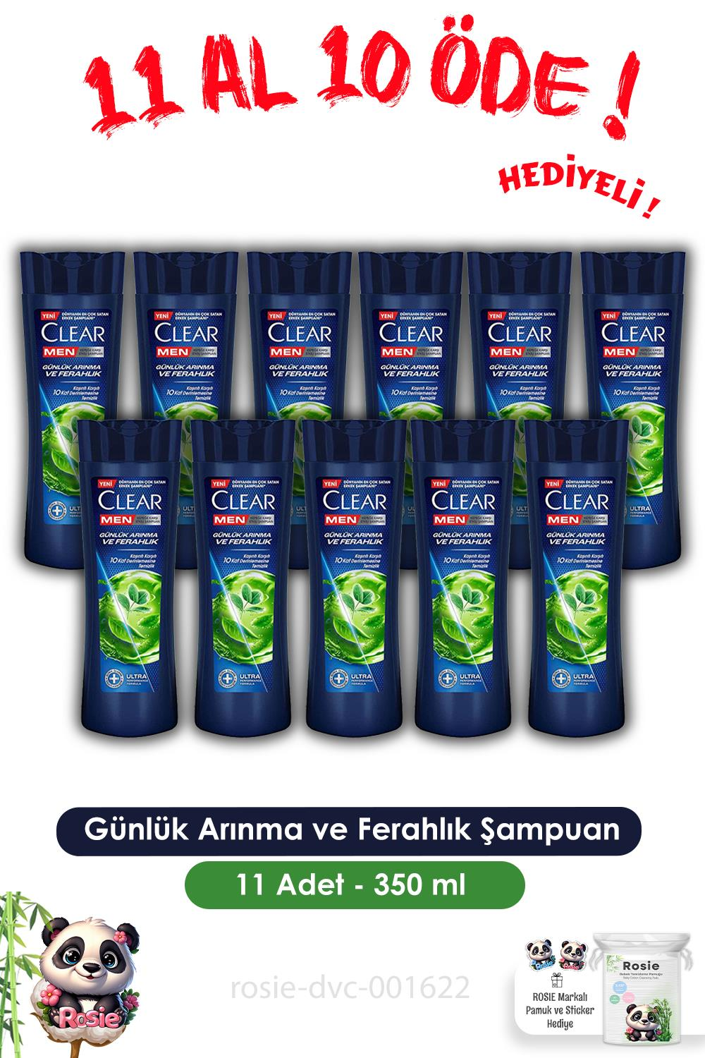 Clear Men 11 AL 10 ÖDE Günlük Arınma ve Ferahlık Şampuan 350 ml ve ROSIE