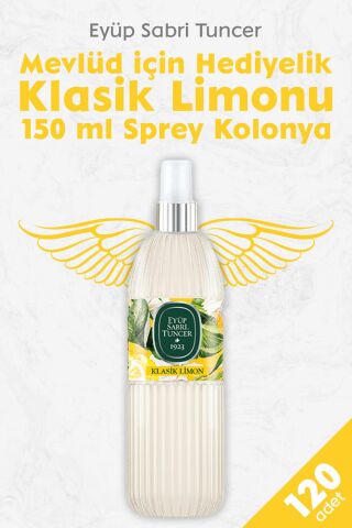 Mevlüd İçin Hediyelik Sprey Kolonya Klasik Limon 150 ml x 120 adet